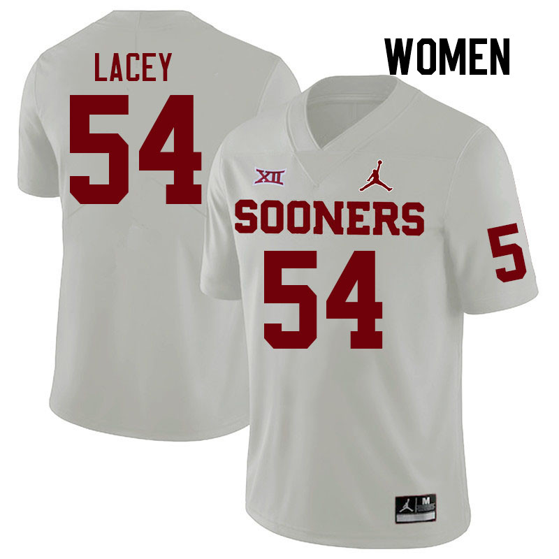 Women #54 Jacob Lacey Oklahoma Sooners College Football Jerseys Stitched-White - Click Image to Close